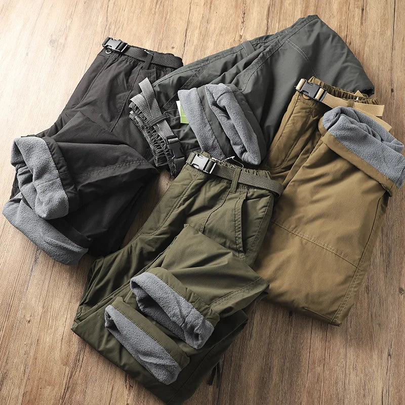 Outdoor Workwear Pants Men's Loose Fce Lined Thi Soft ell Hiking Mountain Climbing Windproof Waterproof Jaet Pants