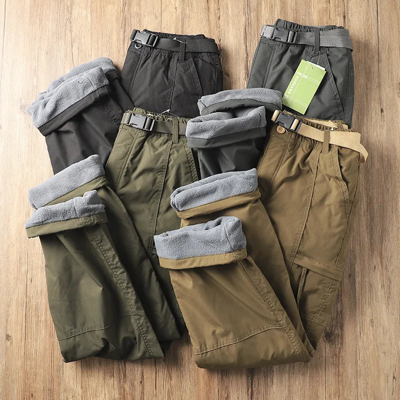 Outdoor Workwear Pants Men's Loose Fce Lined Thi Soft ell Hiking Mountain Climbing Windproof Waterproof Jaet Pants