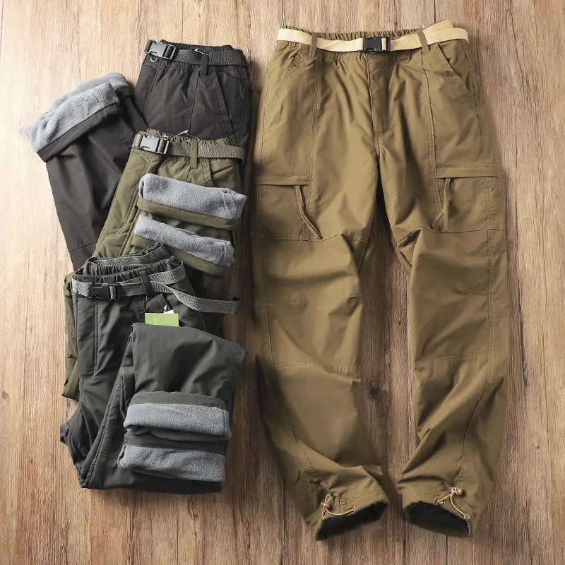 Outdoor Workwear Pants Men's Loose Fce Lined Thi Soft ell Hiking Mountain Climbing Windproof Waterproof Jaet Pants