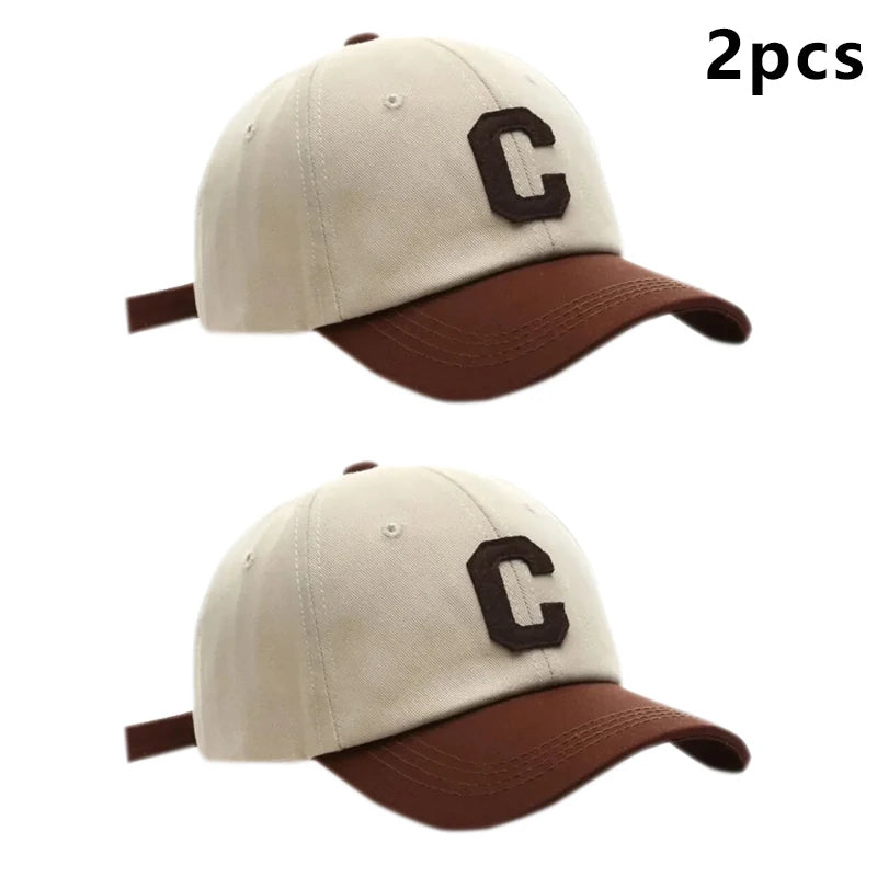 Baseball Cap for Women and Men Hat Fashion Letter C Patch Hat Summer Outdoor Sun Visors Caps Color Block Design for Couple Hats