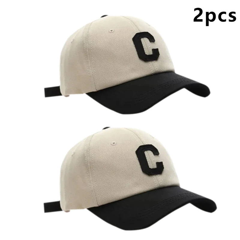 Baseball Cap for Women and Men Hat Fashion Letter C Patch Hat Summer Outdoor Sun Visors Caps Color Block Design for Couple Hats