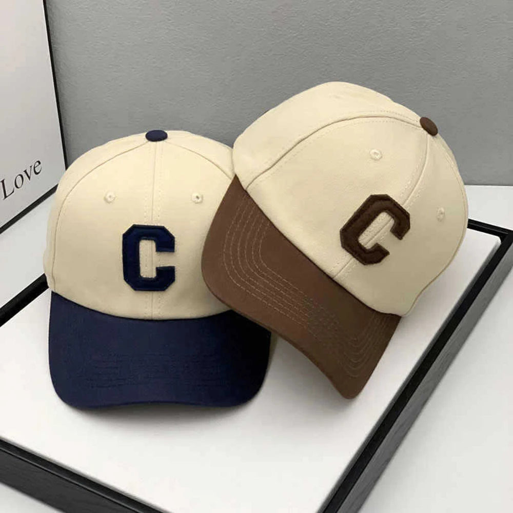 Baseball Cap for Women and Men Hat Fashion Letter C Patch Hat Summer Outdoor Sun Visors Caps Color Block Design for Couple Hats