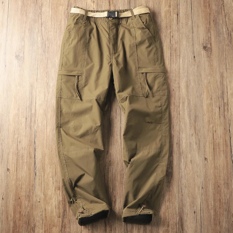 Outdoor Workwear Pants Men's Loose Fce Lined Thi Soft ell Hiking Mountain Climbing Windproof Waterproof Jaet Pants