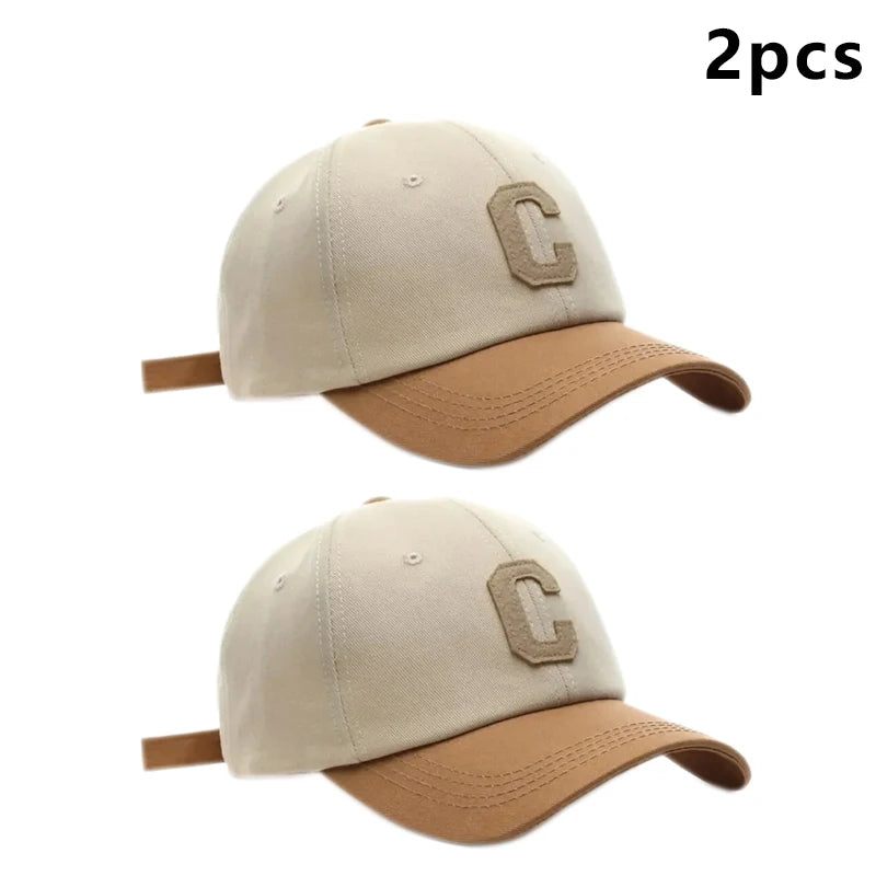 Baseball Cap for Women and Men Hat Fashion Letter C Patch Hat Summer Outdoor Sun Visors Caps Color Block Design for Couple Hats